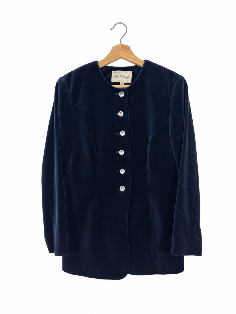 VTG Lord & Taylor Women's Velvet Jacket Blazer Sz 6P Navy Evening Office Classy